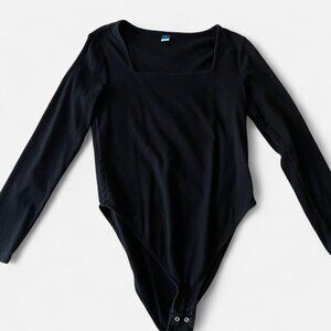 Old Navy Black Ribbed Square Neck Bodysuit (XL)